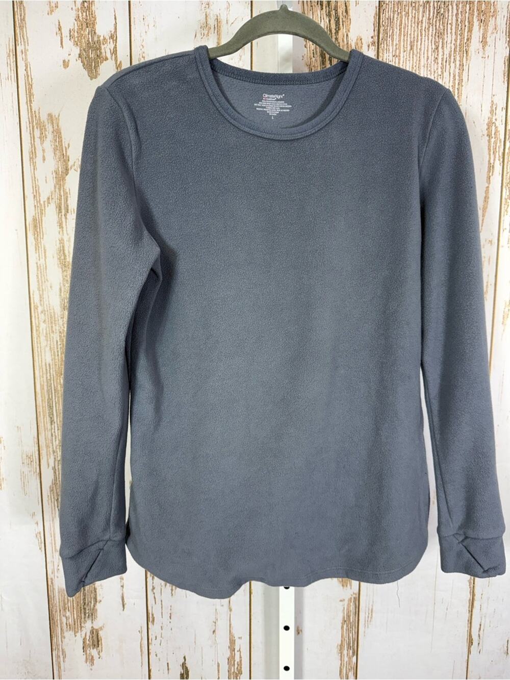 Climate Right, Soft Crewneck Thermal Long Sleeve Tee in Slate Gray. Size Large.